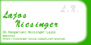 lajos nicsinger business card